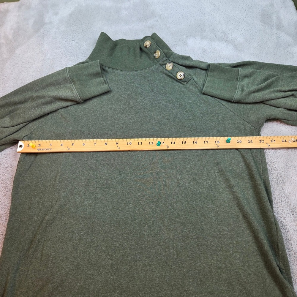 J.Crew Button Shoulder Mock Neck Sweater Womens Large Olive Green Pullover - Picture 4 of 7